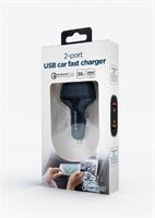 TECHMADE GEMBIRD 2-port USB CAR FAST CHARGER,36 W, NERO