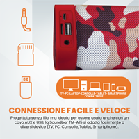 TECHMADE SOUNDBAR SENZA FILI TM-A15-CAMR CAMOUFLAGE RED