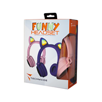 TECHMADE FUNNY CUFFIE SENZA FILO LED MIC E TASTI FUNZ.PINK