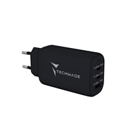 TECHMADE CARICATORE RAPIDO GaN 3PORTE (2 USB-C+1 USB-A) 65 WATT