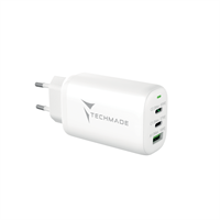 TECHMADE CARICATORE RAPIDO GaN 3PORTE (2 USB-C+1 USB-A) 65 WATT