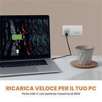 TECHMADE CARICATORE RAPIDO GaN 3PORTE (2 USB-C+1 USB-A) 65 WATT