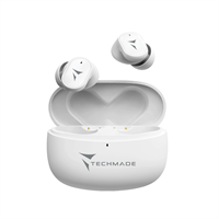 TECHMADE AURICOLARI WIRELESS STRONG SOUND,CUSTODIA INCLUSA,WHITE