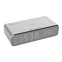 TECHMADE SVEGLIA DIGITALE CON RICARICA WIRELESS 15WATT SILVER