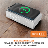 TECHMADE SVEGLIA DIGITALE CON RICARICA WIRELESS 15WATT SILVER