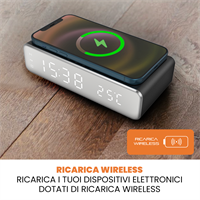 TECHMADE SVEGLIA DIGITALE CON RICARICA WIRELESS 15WATT NERA