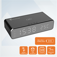 TECHMADE SVEGLIA DIGITALE CON RICARICA WIRELESS 15WATT NERA