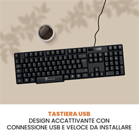 TECHMADE TASTIERA 104 TASTI QUERTY CON PORTA USB 2.0