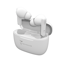 TECHMADE EARBUDS DI COLORE BIANCO CON SUPER BASS E TOUCH CONTROL