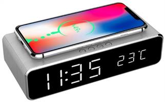 TECHMADE GEMBIRD SVEGLIA CON FUNZIONE RICARICA WIRELESS SILVER
