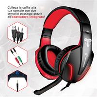 TECHMADE CUFFIA GAMING PER CONSOLE/PC/LAPTOP/SMARTPHONE ROSSA