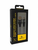 TECHMADE GEMBIRD CAVO DATI INTRECCIATO IN COTONE 8PIN 1MT BK/WH