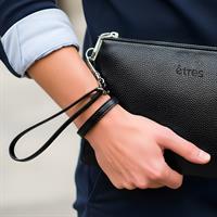 ETRES HANDBAG BLACK IN SIMILPELLE CON ZIP E TRACOLLA