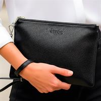 ETRES HANDBAG BLACK IN SIMILPELLE CON ZIP E TRACOLLA