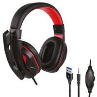 TECHMADE CUFFIA GAMING CON LUCE 3.5MM BLACK RED