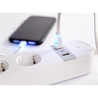 TECHMADE GEMBIRD MULTIPRESA SMART USB, 4 PRESE, BIANCA