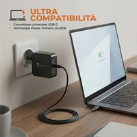 TECHMADE ALIMENTATORE UNIVERSALE USB TYPE-C 65W PER PC/NB/PHONE