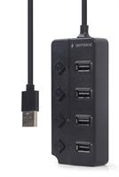 TECHMADE GEMBIRD HUB USB 2.0 A 4 PORTE CON INTERRUTTORI NERO