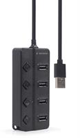 TECHMADE GEMBIRD HUB USB 2.0 A 4 PORTE CON INTERRUTTORI NERO