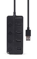 TECHMADE GEMBIRD HUB USB 2.0 A 4 PORTE CON INTERRUTTORI NERO
