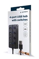 TECHMADE GEMBIRD HUB USB 2.0 A 4 PORTE CON INTERRUTTORI NERO