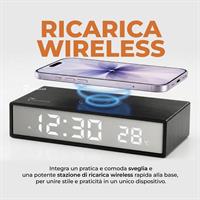 TECHMADE CLOCK SVEGLIA DIGITALE CON RICARICA WIRELESS 15W