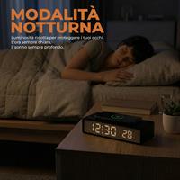 TECHMADE CLOCK SVEGLIA DIGITALE CON RICARICA WIRELESS 15W