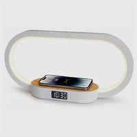 TECHMADE CLOCK BAMBOO SVEGLIA DIGITALE RICARICA WIRELESS 15W