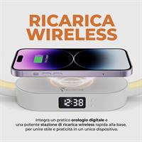 TECHMADE CLOCK SVEGLIA DIGITALE RICARICA WIRELESS 15W BIANCA