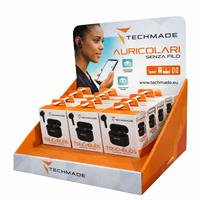TECHMADE KIT AURICOLARI TM-XM201AI 20 PEZZI CON ESPOSITORE