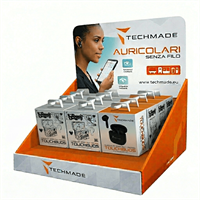 TECHMADE KIT AURICOLARI CON A.I. 20 PEZZI MISTI CON ESPOSITORE