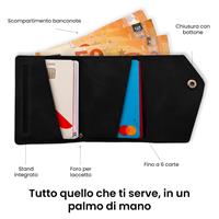 ETRES WALLET EASY IN PU LEATHER BLACK CON BOTTONE