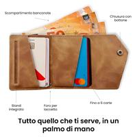 ETRES WALLET EASY IN PU LEATHER LIGHT BROWN CON BOTTONE