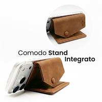 ETRES WALLET EASY IN PU LEATHER LIGHT BROWN CON BOTTONE