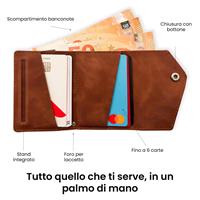 ETRES WALLET EASY IN PU LEATHER BROWN CON BOTTONE