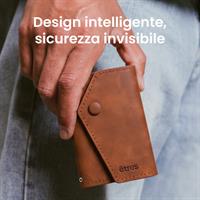 ETRES WALLET EASY IN PU LEATHER BROWN CON BOTTONE