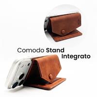 ETRES WALLET EASY IN PU LEATHER BROWN CON BOTTONE