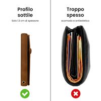 ETRES WALLET EASY IN PU LEATHER BROWN CON BOTTONE