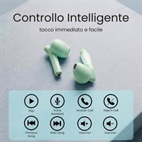 TECHMADE AURICOLARI SENZA FILO CON BOX DI RICARICA CON AI VERDI