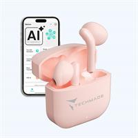 TECHMADE AURICOLARI SENZA FILO CON BOX DI RICARICA CON AI ROSA