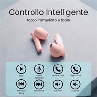 TECHMADE AURICOLARI SENZA FILO CON BOX DI RICARICA CON AI ROSA