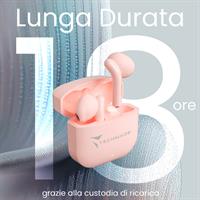 TECHMADE AURICOLARI SENZA FILO CON BOX DI RICARICA CON AI ROSA