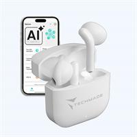 TECHMADE AURICOLARI SENZA FILO CON BOX DI RICARICA CON AI BIANCH