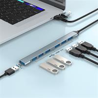 TECHMADE GEMBIRD HUB USB 7P (1X 3.2 + 6X 2.0), A/C, ARGENTO