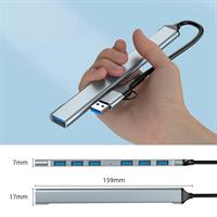 TECHMADE GEMBIRD HUB USB 7P (1X 3.2 + 6X 2.0), A/C, ARGENTO