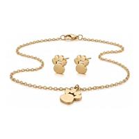PAW PET Orecchini + Collana Gold | Stainless Steel 304