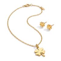 FOUR LEAF Orecchini + Collana Gold | Stainless Steel 304