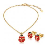 LADYBUG Orecchini + Collana Gold | Stainless Steel 304 + Smalto