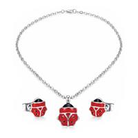 LADYBUG Orecchini + Collana Silver|Stainless Steel 304 + Smalto