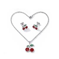 CHERRY Orecchini + Collana Silver | Stainless Steel 304 + Smalto